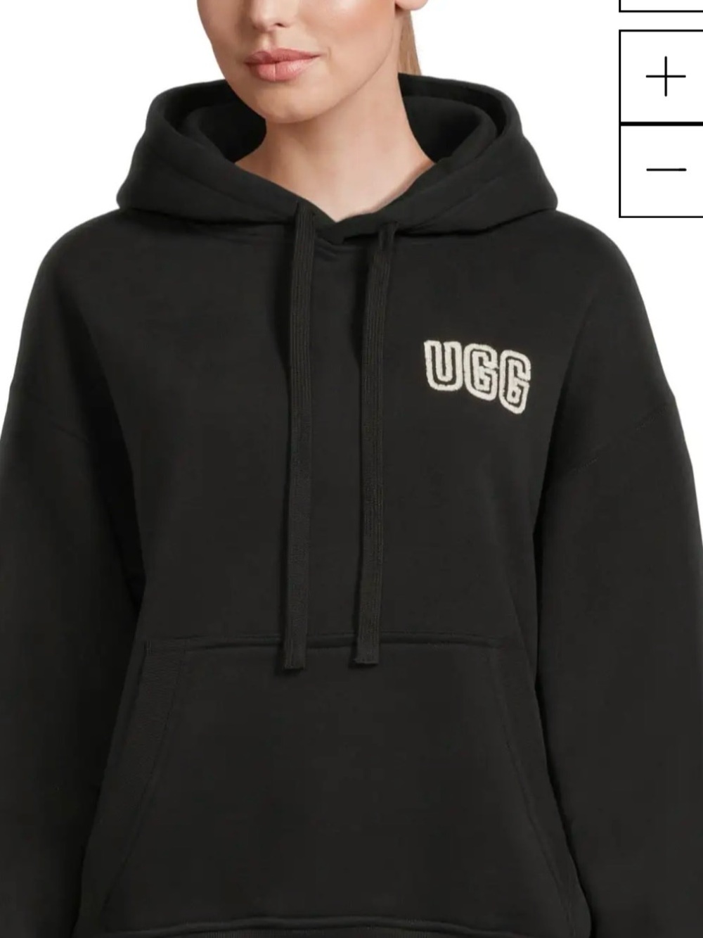 UGG Black Pullover Hoodie with White Logo Patch